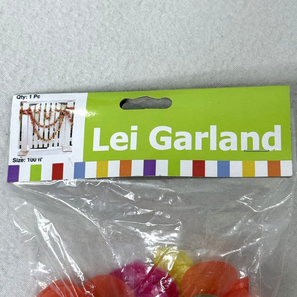 Fun Express 100 Ft x 2 In Multicolored Hawaiian Flower Lei Garland Plastic - Picture 5 of 5